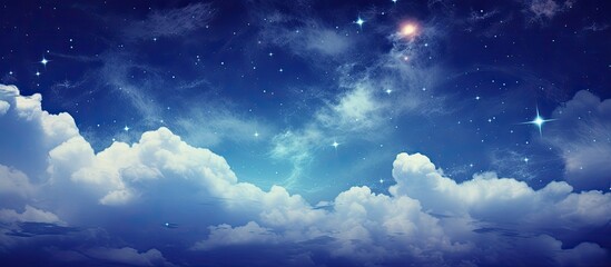 Wall Mural - beautiful night sky with clouds stars and copy space image