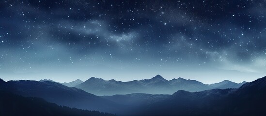 Wall Mural - mountain silhouettes under starry night sky with milky way featuring a soft focus ideal for a copy s