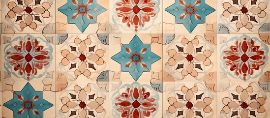 Poster - Vintage pattern background tiles with copy space image