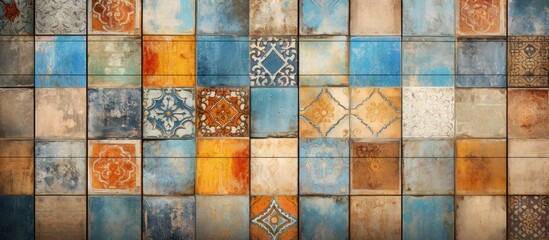 Poster - Colorful rustic digital wall tile decor for interiors ideal for various home decor applications such as wallpapers linoleum textiles and backgrounds featuring a versatile design with copy space image