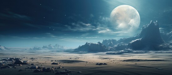 Wall Mural - lunar landscape with copy space image