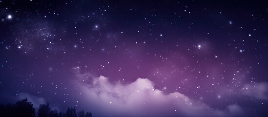 Wall Mural - Night sky with stars featuring a purple background copy space image