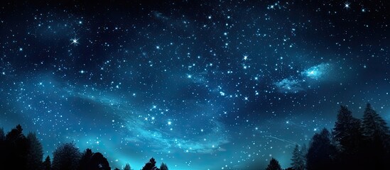 Wall Mural - copy space image featuring the milky way stars in the background