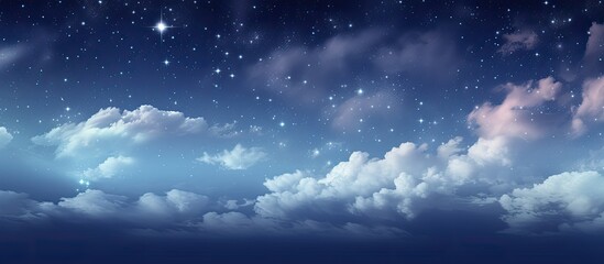 Wall Mural - beautiful night sky with clouds stars and copy space image