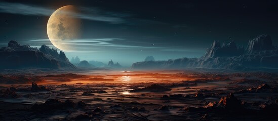 Wall Mural - lunar landscape with copy space image