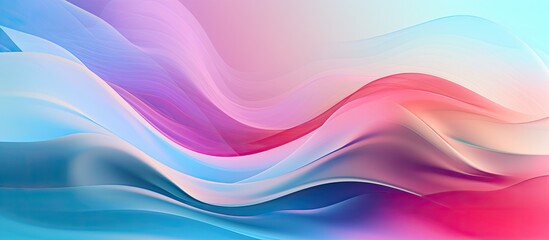 Poster - Colorful pastel waves create a holographic neon background with a psychedelic abstract look and a smooth color gradient suitable for a copy space image