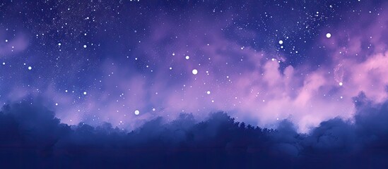 Wall Mural - Night sky with stars featuring a purple background copy space image