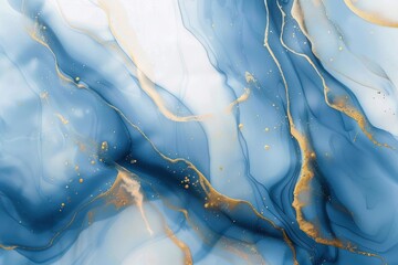 Wall Mural - a blue and gold swirl pattern, with gold accents throughout. the blue and gold colors create a sense