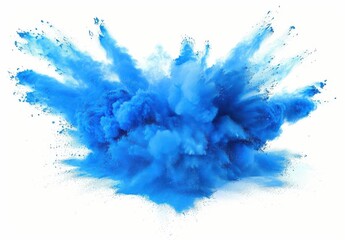 Wall Mural - a blue explosion of smoke and dust. the blue color is vibrant and intense, creating a sense of energ