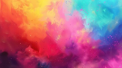 Wall Mural - a colorful painting of a rainbow with a star in the middle. the painting is full of bright colors an