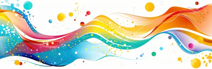 A colorful wave with a lot of dots on it. The dots are in different colors and sizes