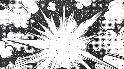 Poster - white pop art background with black grunge halftone texture
