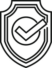 Poster - bold line icon of a security shield with a check mark, conveying a sense of protection and safety