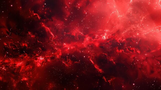 A red background with stars and a red galaxy. The red color gives a sense of warmth and energy