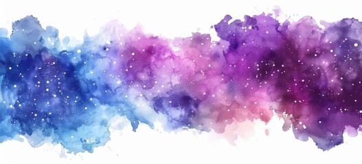 Wall Mural - a colorful painting of a galaxy with purple and blue hues. the painting is full of stars and has a d