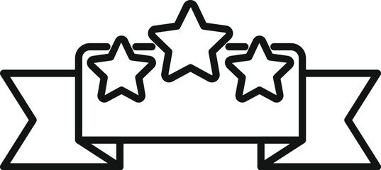 Poster - Black outline illustration of a ribbon with three stars for best quality rating