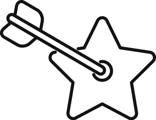 Poster - line art icon of an arrow hitting the center of a star target, representing success and achievement