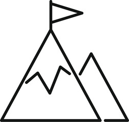 Sticker - Minimalist line art icon of a flag waving on a mountain top representing achievement and success