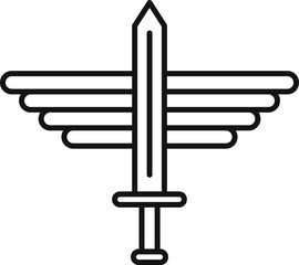 Wall Mural - simple line art logo combining a sword with bird feathers, symbolizing strength, freedom and power