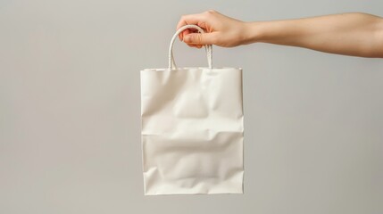 Poster - Recycled paper shopping bag. Retail package with handle