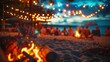 © sri - Beach Bonfire Gathering Under Twinkling Lights