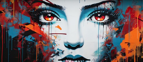 Detailed street art graffiti with ample copy space image