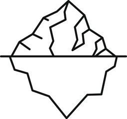 Poster - Simple line drawing of an iceberg floating with only a small part visible above the waterline