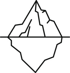 Poster - Simple line art icon of an iceberg floating with a small portion visible above water line