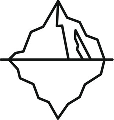 Poster - minimalist line art icon of an iceberg floating, showing the visible and hidden parts