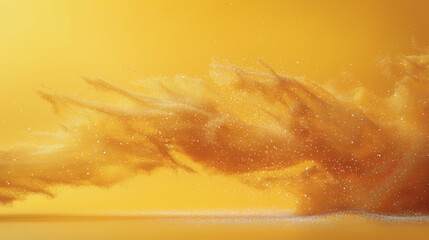 Poster - A yellow background with a cloud of dust in the foreground