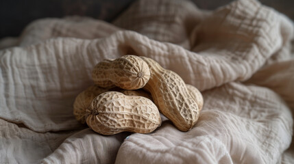 Wall Mural - Whole Peanuts in Shell on Cozy Fabric