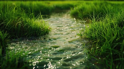 Sticker - Water in a grassy field