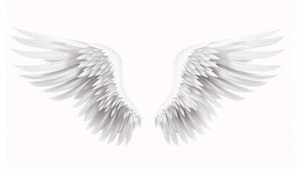 White angel wings isolated on a white background, in a cartoon style