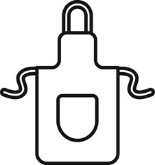 Wall Mural - Black outline icon of a kitchen apron with pocket and neck strap, representing cooking and baking