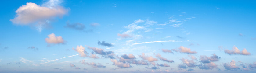 Wall Mural - panorama blue sky with clouds on a sunny day.