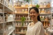 © Jane_S - Smiling employee in a well-organized store, surrounded by various products on shelves, showcasing a friendly and inviting atmosphere.