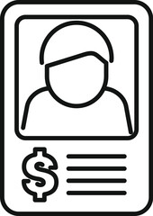 Poster - Line icon of an electronic identification card showing salary information