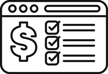 Poster - simple line icon illustration of a web browser completing an online payment transaction