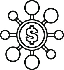 Poster - This icon represents a network connecting global financial resources through a centralized money system
