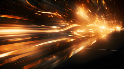 abstract image of creative glittering gold wave curvy line design elements with minimal texture reflecting on isolated on black background
