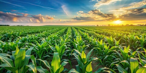 Wall Mural - Vibrant green field of biofuel crops , biofuel, crops, agriculture, renewable energy, sustainable, green, field