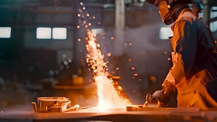 Poster - Workers Grinding Metal in Industrial Setting Generative AI