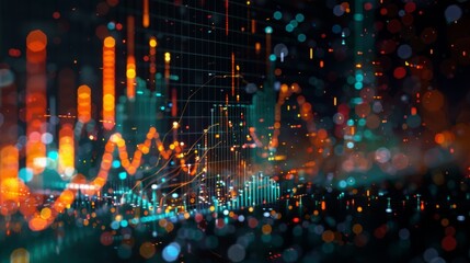 Fototapete - A scatter plot graph depicting the correlation between two financial variables, with data points forming a clear pattern.