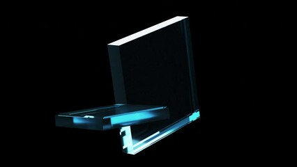 Glass geometric square shapes rotation. Looping 3d animation abstract background