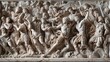 © Oskar Reschke - A marble relief depicting a scene from the Battle of Cannae, where Hannibal's forces achieved a decisive victory over the Roman army. The intricate carving captures the chaos of combat, with soldiers