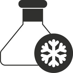 Canvas Print - Simple icon of a laboratory erlenmeyer flask with a snowflake, representing a freezing experiment