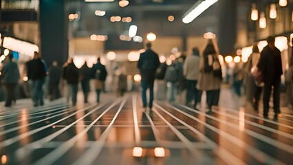 Poster - People Walking in Modern City at Night Generative AI
