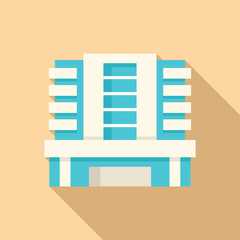 Poster - modern building with balconies and long shadow is standing on yellow background