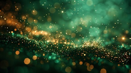 twinkling dust on a solid emerald green background