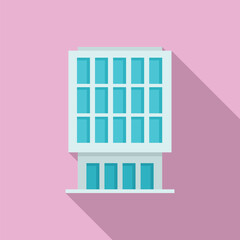 Poster - modern office building with many windows is standing on pink background